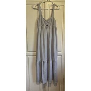 Zara Keyhole Light Blue Maxi Dress Size Medium Sleeveless Dainty Boho Coastal